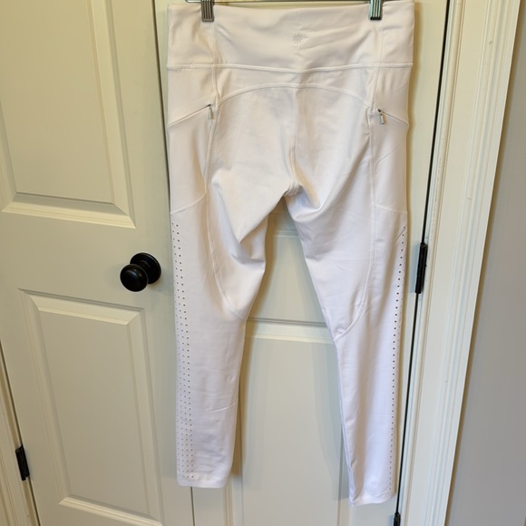 Athleta medium tall perforated white NWOT sleek zippers Leggings tights - Picture 7 of 9